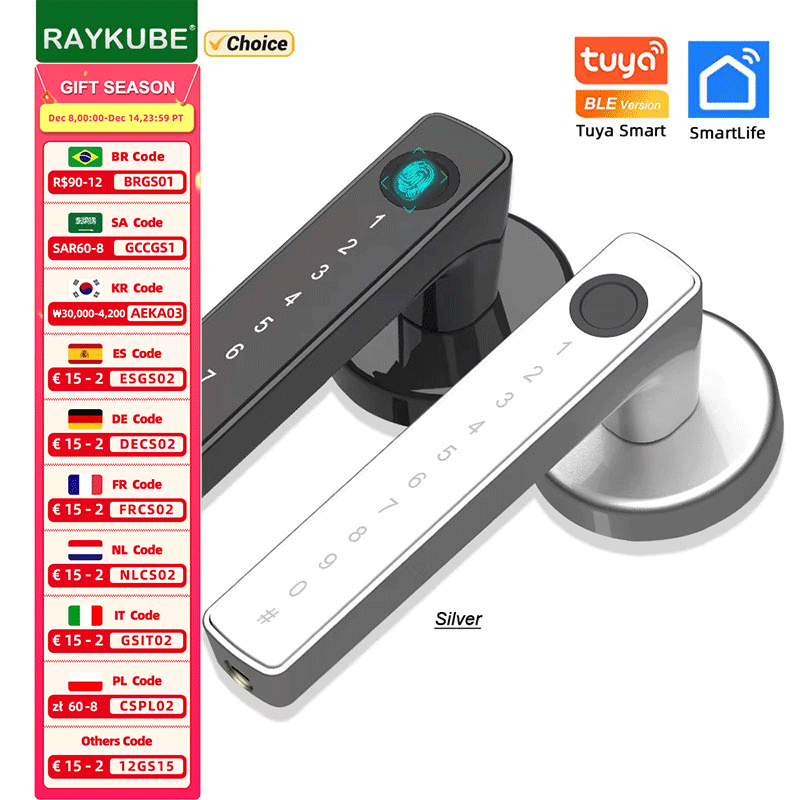 Smart Garden Door Lock - RAYKUBE M5 Tuya BLE Smart Fingerprint