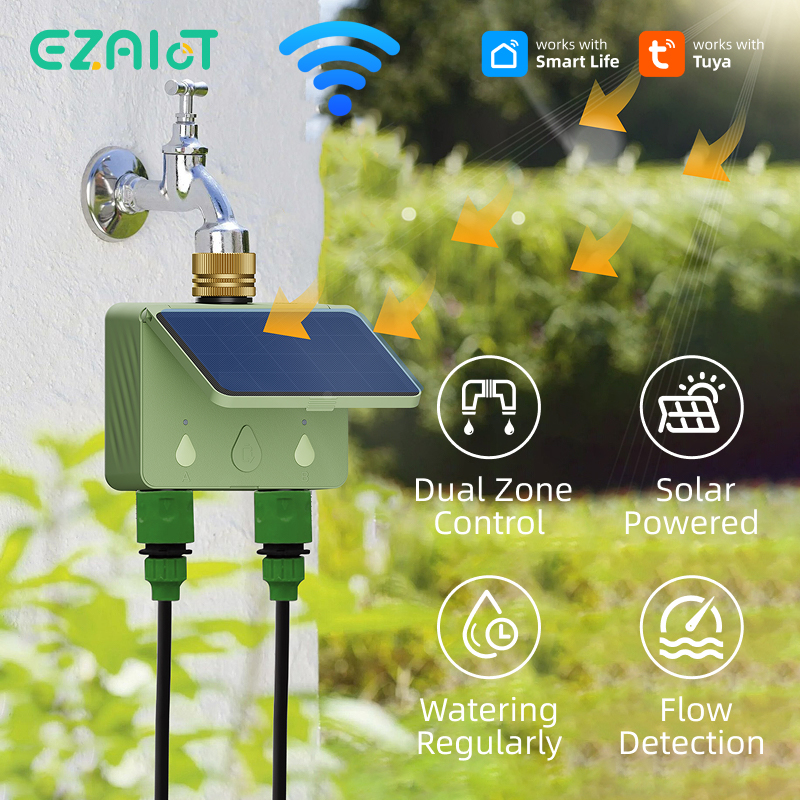Smart Garden Valve - WiFi Water Timer 2 Zone Solar