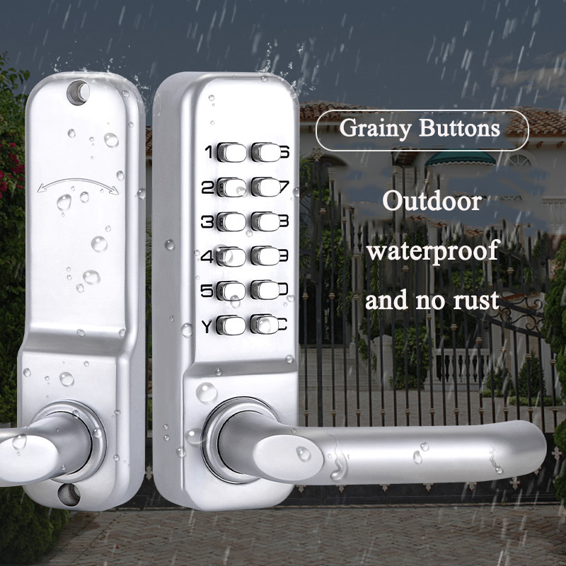 Smart Garden Door Lock - Silver Long Handle Keyless Mechanical Digital