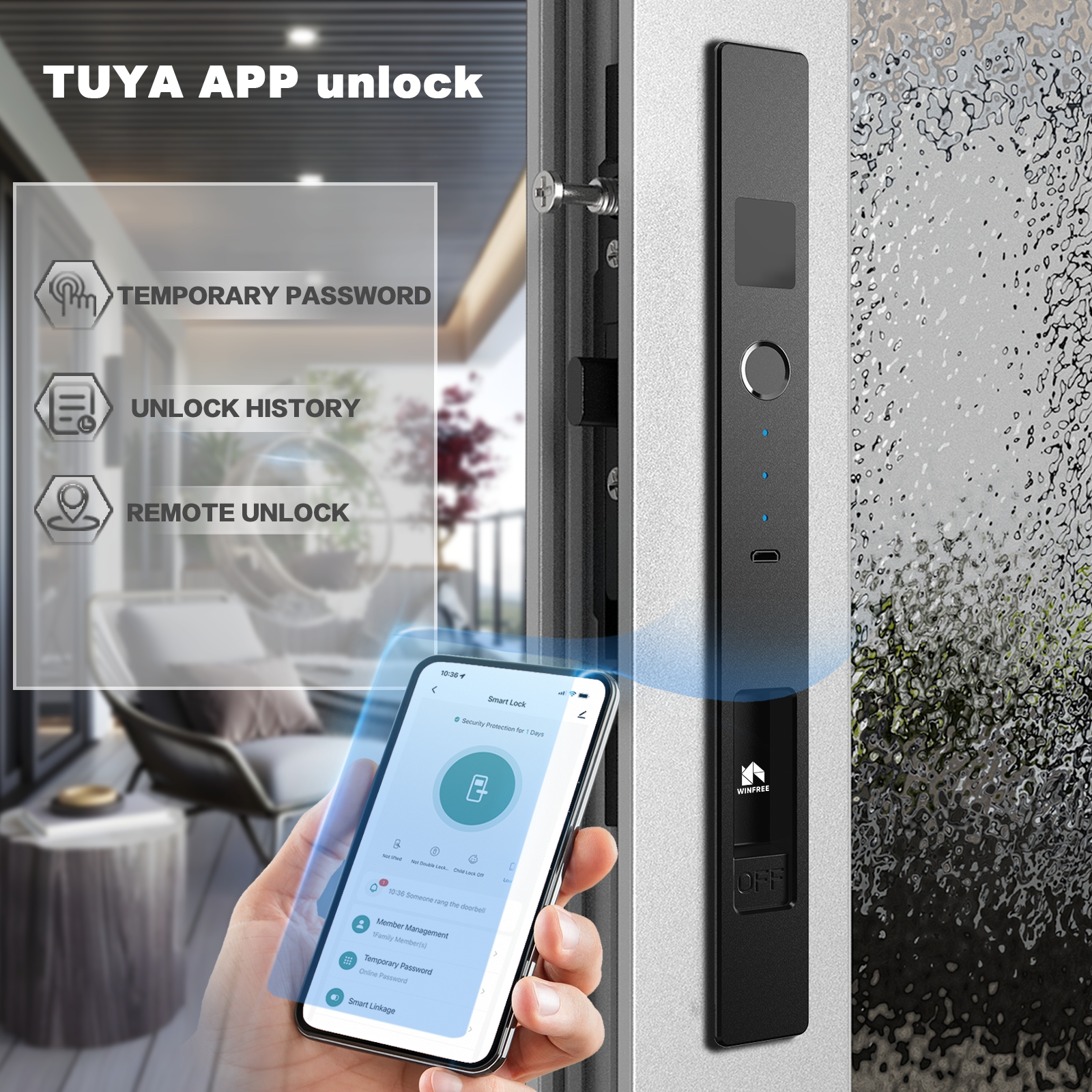 WINFREE Sliding Window Door Sm - Smart Garden Door Lock review and price
