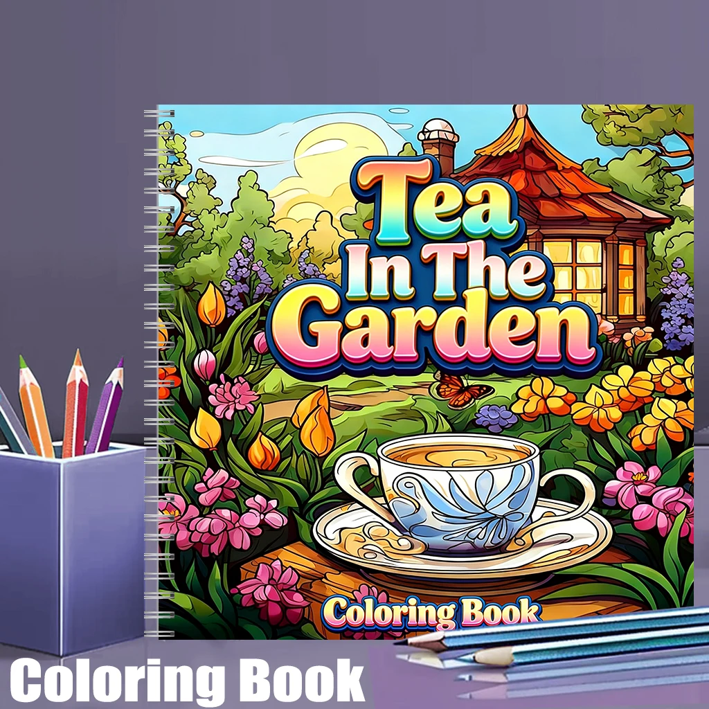 Tea In The Gardens Coloring Bo - Garden Journal Planner review and price
